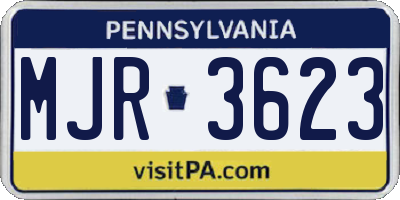 PA license plate MJR3623