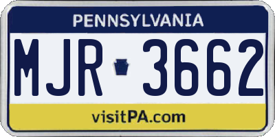 PA license plate MJR3662