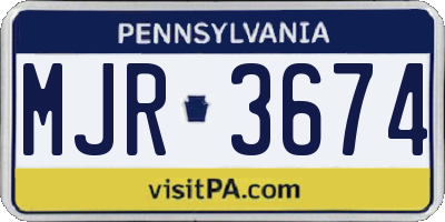 PA license plate MJR3674