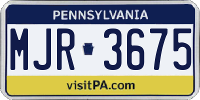 PA license plate MJR3675