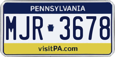 PA license plate MJR3678