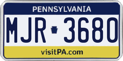 PA license plate MJR3680