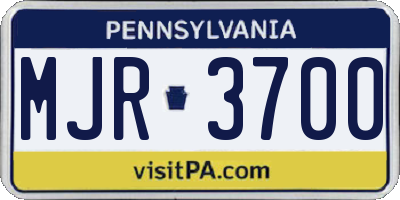 PA license plate MJR3700