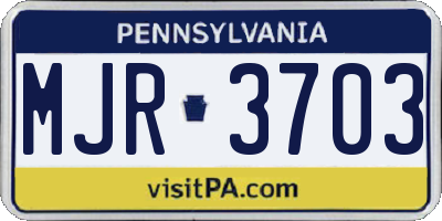 PA license plate MJR3703