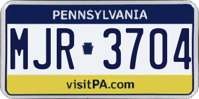 PA license plate MJR3704