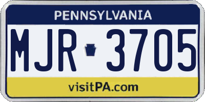 PA license plate MJR3705