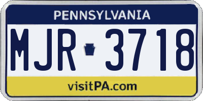 PA license plate MJR3718