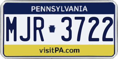 PA license plate MJR3722