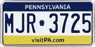 PA license plate MJR3725
