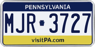 PA license plate MJR3727