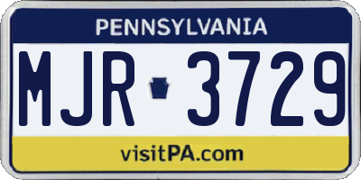 PA license plate MJR3729