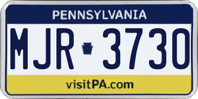 PA license plate MJR3730