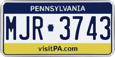 PA license plate MJR3743