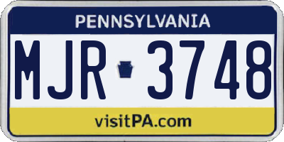 PA license plate MJR3748