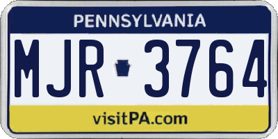 PA license plate MJR3764