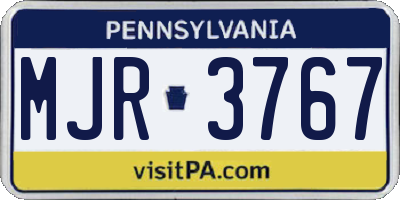 PA license plate MJR3767
