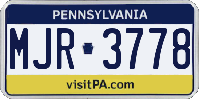 PA license plate MJR3778