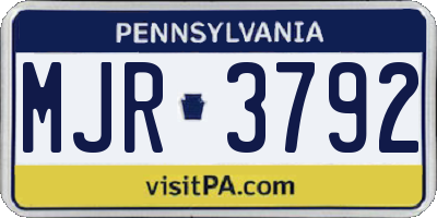 PA license plate MJR3792