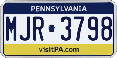 PA license plate MJR3798