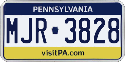 PA license plate MJR3828