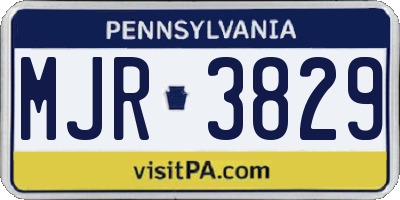 PA license plate MJR3829