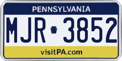 PA license plate MJR3852