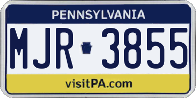 PA license plate MJR3855