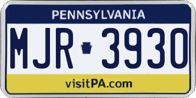 PA license plate MJR3930