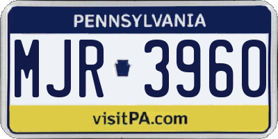 PA license plate MJR3960