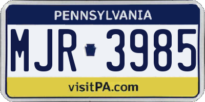 PA license plate MJR3985