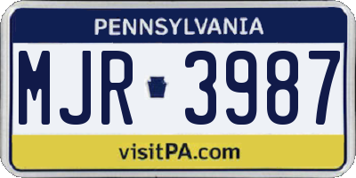 PA license plate MJR3987