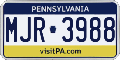PA license plate MJR3988