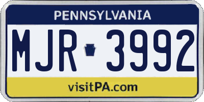 PA license plate MJR3992