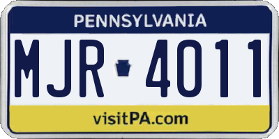PA license plate MJR4011