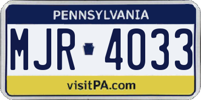 PA license plate MJR4033