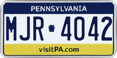 PA license plate MJR4042