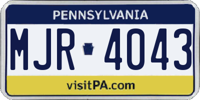 PA license plate MJR4043