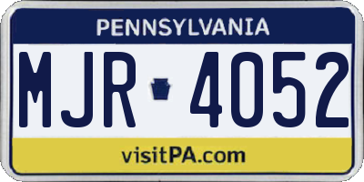 PA license plate MJR4052
