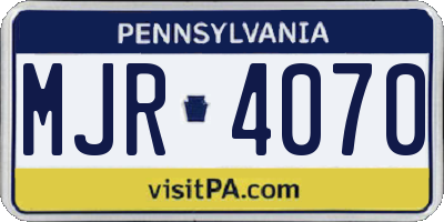 PA license plate MJR4070