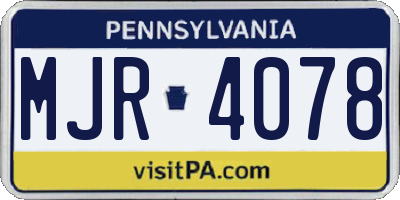 PA license plate MJR4078