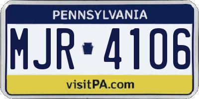 PA license plate MJR4106