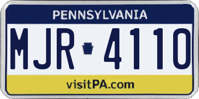 PA license plate MJR4110