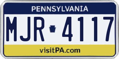PA license plate MJR4117