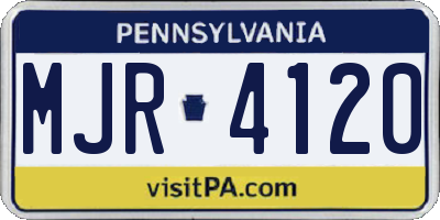 PA license plate MJR4120