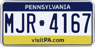 PA license plate MJR4167