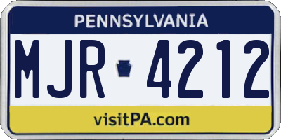PA license plate MJR4212