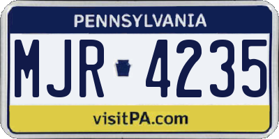 PA license plate MJR4235