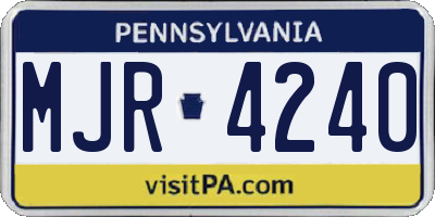 PA license plate MJR4240