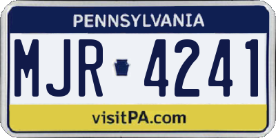 PA license plate MJR4241
