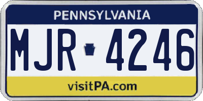PA license plate MJR4246